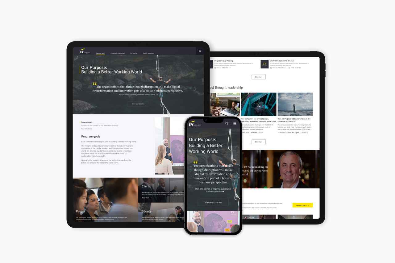 EY Purpose Activation website on multiple devices