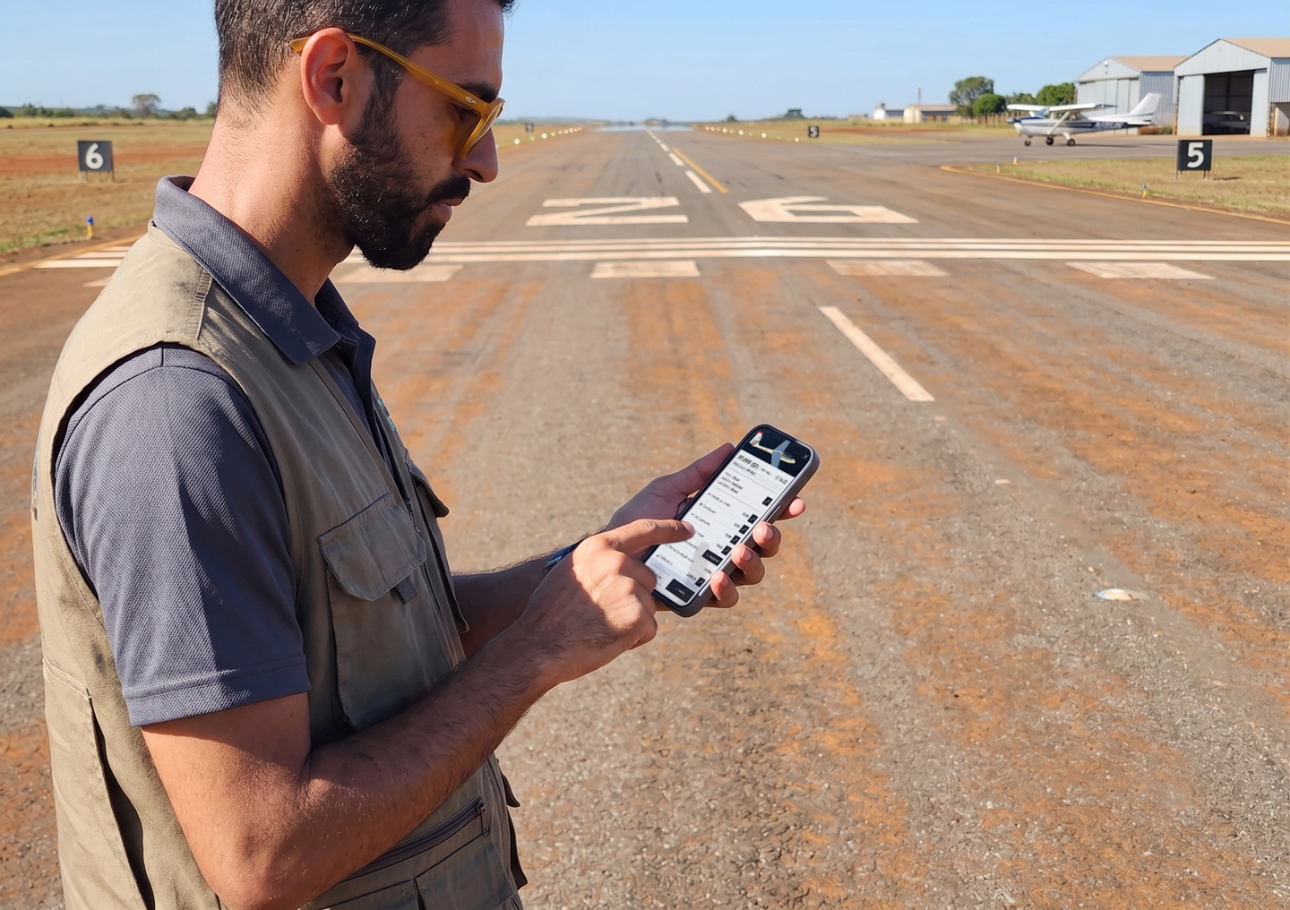 The runway coordination app in use on a tablet at the runway