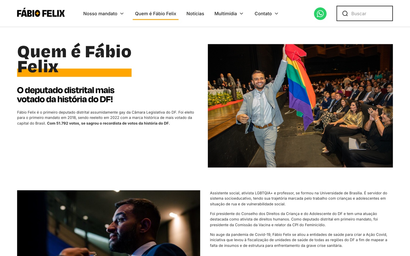 The Quem e Fabio Felix biography page, opening with the most-voted record and the story behind it