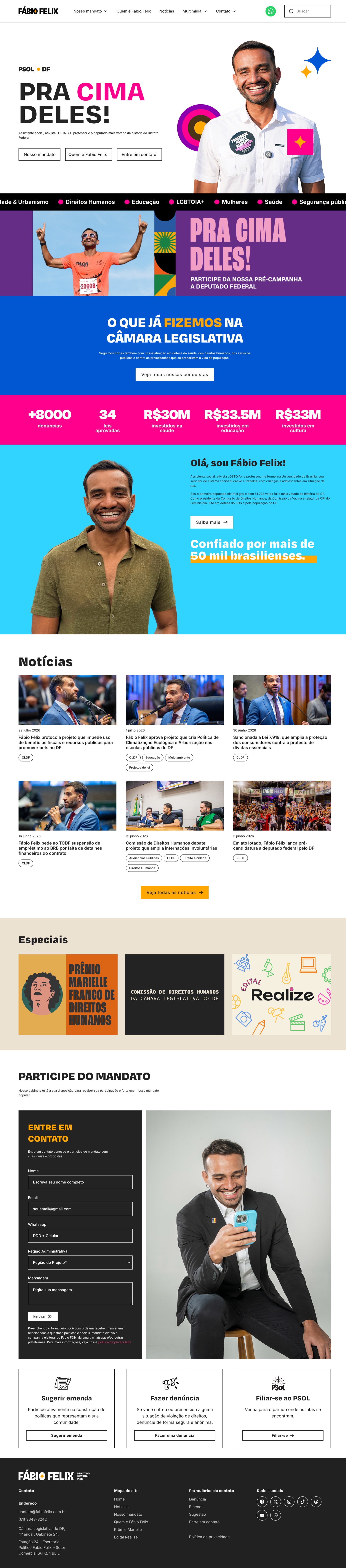 The full fabiofelix.com.br homepage on desktop, from the hero to the footer